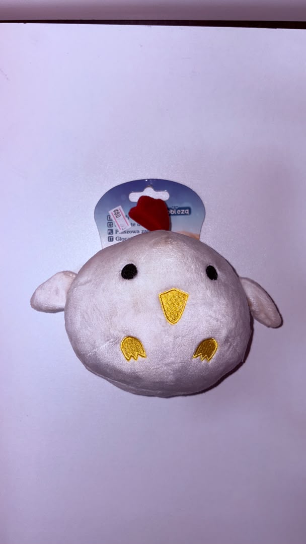 Round Plush Chicken Squeaky Dog Toy, White