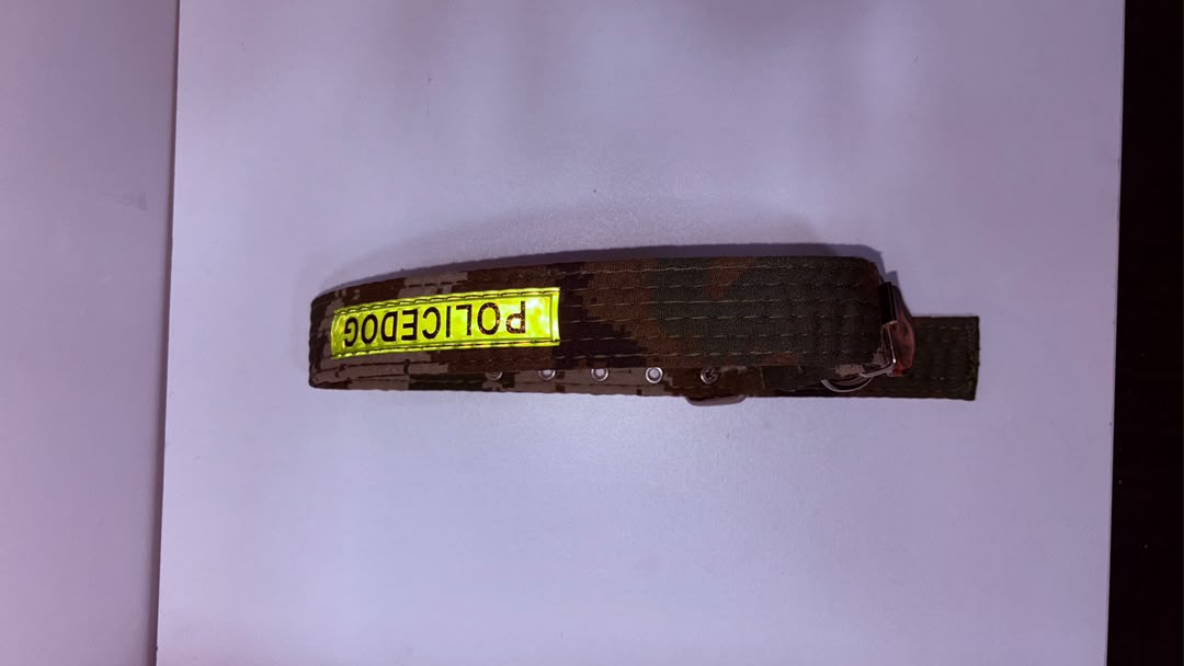 Camouflage "Police Dog" Reflective Nylon Dog Collar