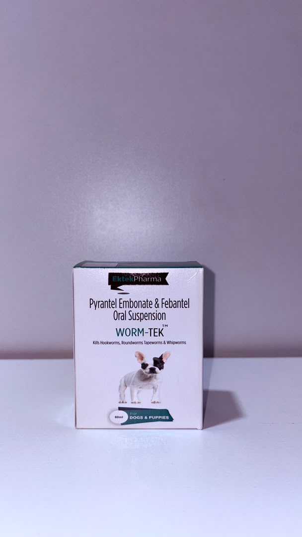 EktekPharma WORM-TEK Pyrantel Embonate &amp; Febantel Oral Suspension for Dogs &amp; Puppies – 60ml