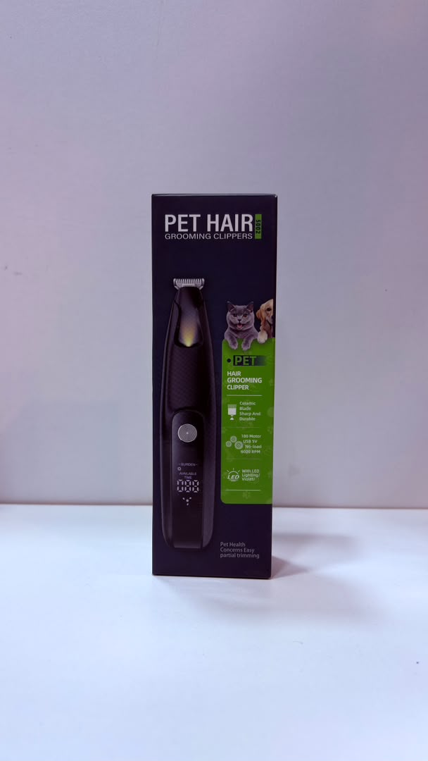 Rechargeable Pet Hair Grooming Clipper with Ceramic Blade &amp; LED Light – Professional Dog &amp; Cat Trimmer