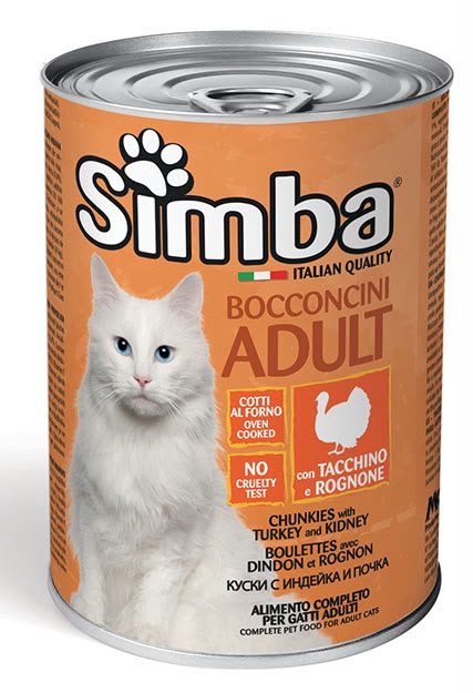 Simba Bocconcini Adult Oven-Cooked Chunkies with Turkey and Kidney Canned Cat Food, Italian Quality