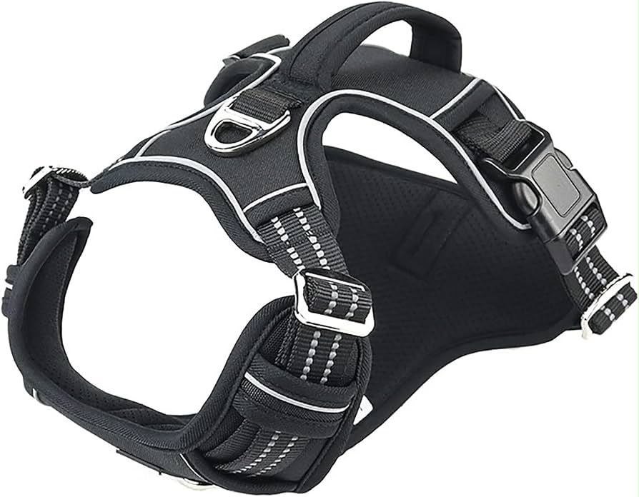 Full Name: No-Pull Padded Dog Harness with Reflective Trim and Top Handle, Black