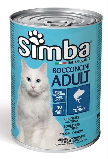 Simba Bocconcini Adult Oven-Cooked Chunkies with Tuna Canned Cat Food, Italian Quality