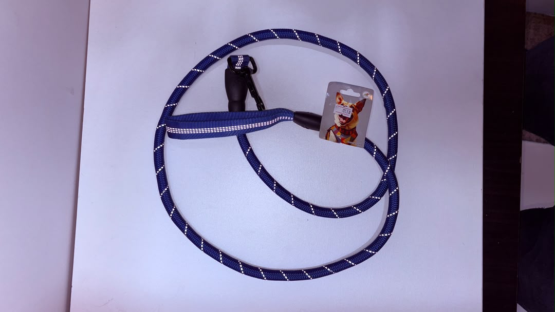 Navy Blue Reflective Rope Dog Leash with Padded Handle