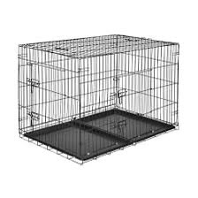 Heavy-Duty Foldable Double-Door Metal Dog Crate with Removable Leak-Proof Tray – Black 30ich