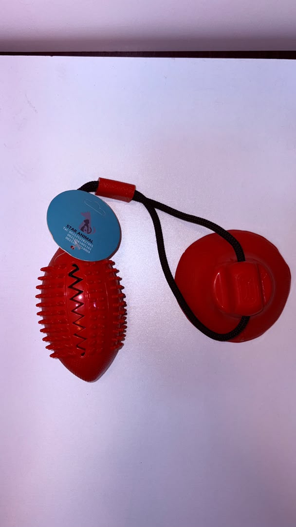Full Name: Star Animal Spiky Rubber Football with Suction Cup Rope Dog Toy