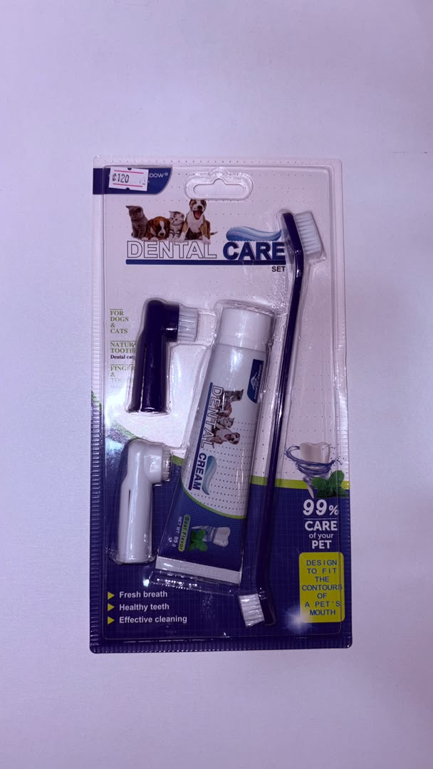 Pet Dental Care Kit for Dogs &amp; Cats – Toothbrush, Finger Brush &amp; Toothpaste Oral Hygiene Set
