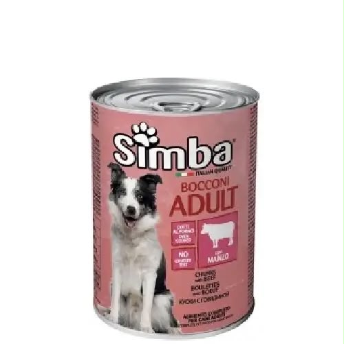 Simba Bocconi Adult Oven-Cooked Chunks with Beef Canned Dog Food, Italian Quality 415e