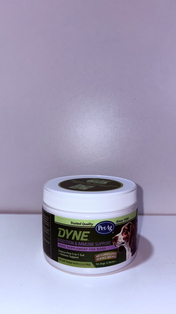 PetAg Dyne Digestion &amp; Immune Support Supplement for Dogs – 5-in-1 Gut Health Soft Chews (60 Count)