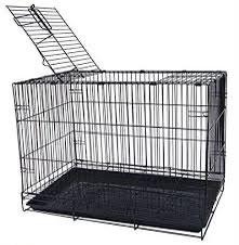 Heavy-Duty Foldable Double-Door Metal Dog Crate with Removable Leak-Proof Tray – Black 36 ich