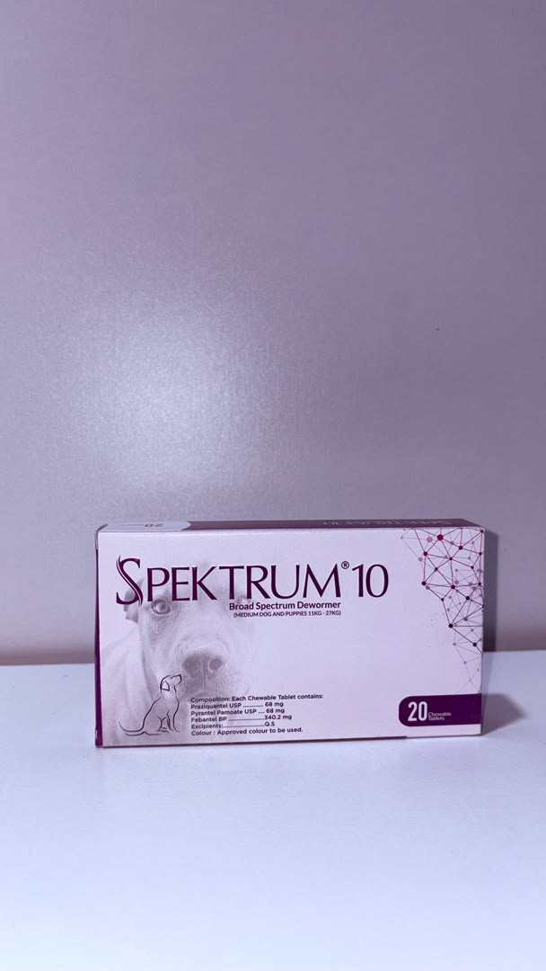 Spektrum 10 Broad Spectrum Dewormer Chewable Tablets for Medium Dogs &amp; Puppies (15kg–27kg) – 20 Tablets