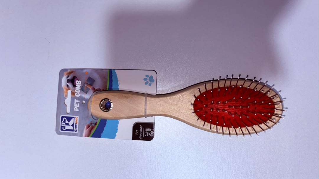 Wooden Handle Pet Grooming Pin Brush for Dogs &amp; Cats – Soft Metal Bristle Deshedding Brush
