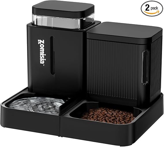 Zomisia Automatic Gravity Food and Water Dispenser Set for Pets, 2-Pack
