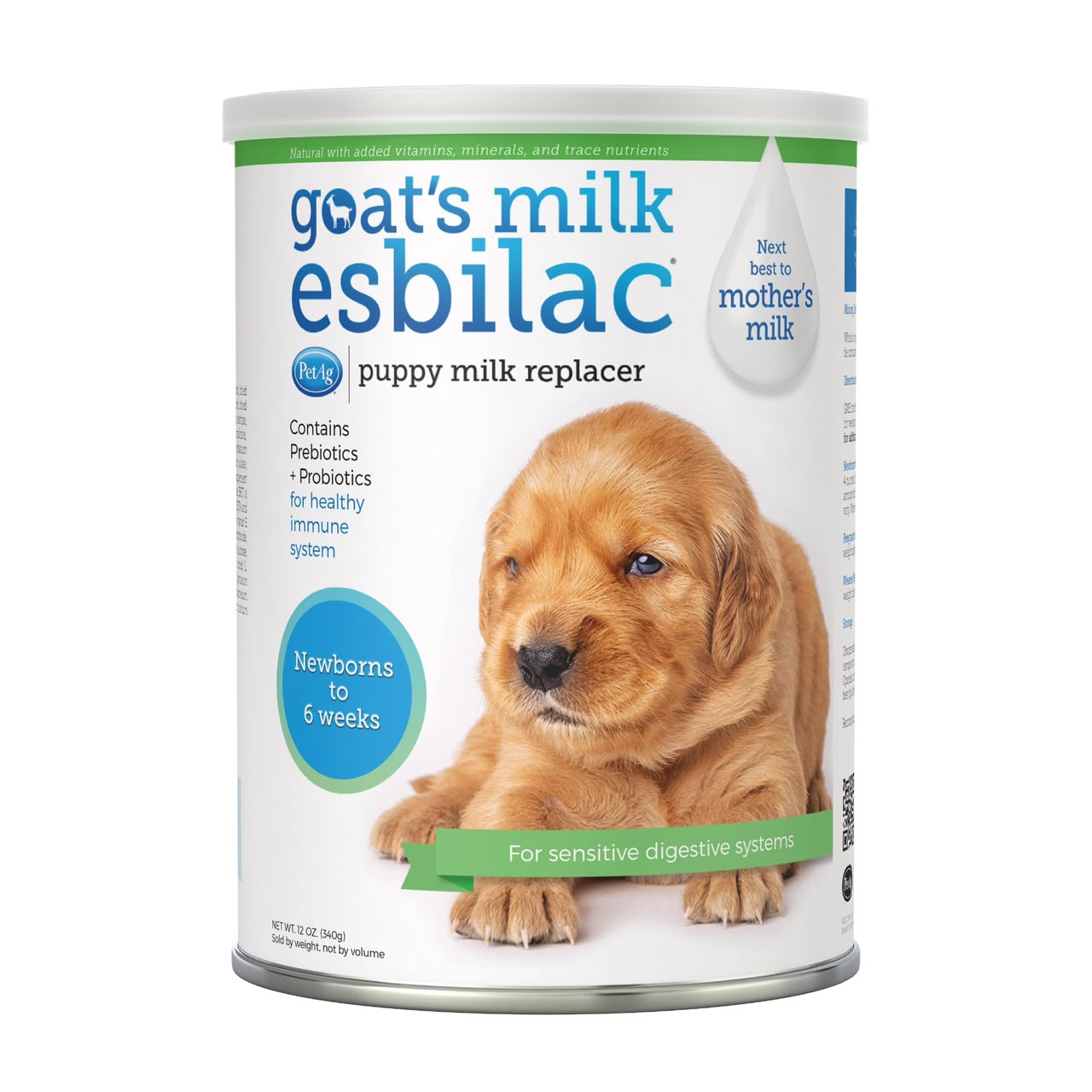 PetAg Goat&amp;#039;s Milk Esbilac Puppy Milk Replacer Powder with Prebiotics &amp;amp; Probiotics – Complete Nutrition for Newborn Puppies (12 oz / 340 g)