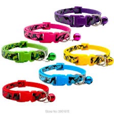 Camouflage Print Puppy ID Collars with Bell, Multicolor