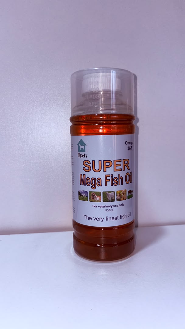 Mpets Super Mega Fish Oil for Dogs, Cats &amp; Livestock – Omega 3 &amp; 6 Nutritional Supplement (500ml)
